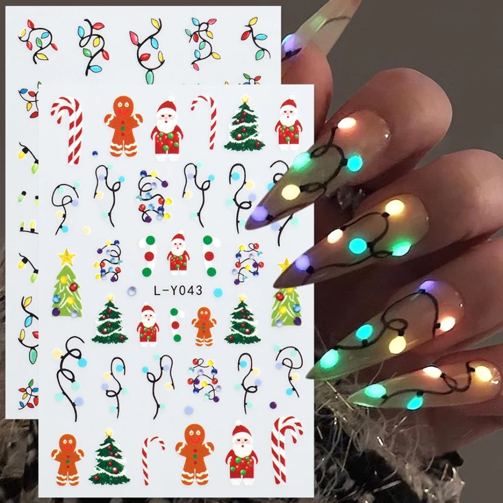Nail Art For Men - Светящиеся фонарики, рождественские наклейки для дизайна