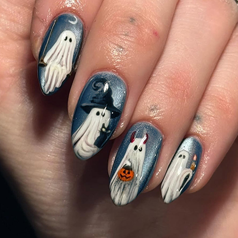 Nail Art Eye Cat - 24 шт. накладных ногтей для Хэллоуина: