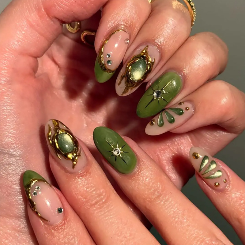24 шт. зеленых накладных ногте – обзор и цена Nail Art Eye Cat